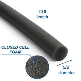 Oodles of Noodles 5/8” × 20 ft Foam Noodles for Crafts – Solid-Core Foam Tubes Cylinder Backer Rods for Modeling & DIY Arts & Crafts (Black)