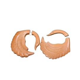 Tribal Faux Gauge Wooden Carved Earrings