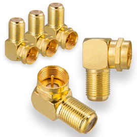 HB-DIGITAL 5 x SAT Angle Adapter Set for Satellite Systems Gold-Plated F-Angle Adapter F-Connector (SAT Male) to F Socket (SAT Female) Right Angle Corner Connector 90° Degree