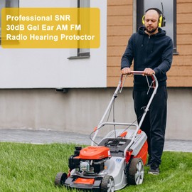Gel Ear Pads AM FM Radio Headphones with Digital Display, 30dB AM FM Hearing Protection Safety Ear Muffs, Ear Protection Headphone for Mowing, Landscaping, Shooting and Construction