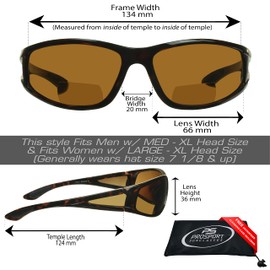 proSPORT Polarized Bifocal Maui Sunglass Readers Costa Fishing Sport Wrap Around Driving Brown Lens Side Shield Men Women Magnified 1.50 2.00 2.50
