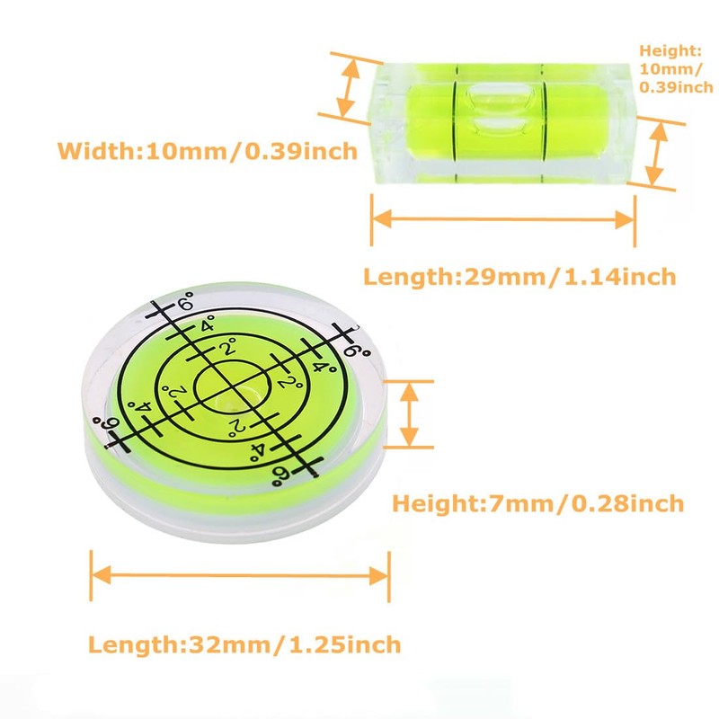 LAIESYA 8Pcs Small Bubble Spirit Level Mini Square Levels Measuring