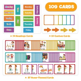 Godery Large Visual Schedule Cards for Kids Chore Reward Chart,Bedtime Routine Cards for Toddlers, Includes 109 Cards for Home School Planner,Autism Learning Materials