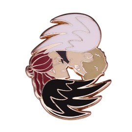 Good Omens Aziraphale Crowley Wings Angel Demon Ineffable TV Show 1.25" Enamel Pin Badge, 1.25 Inches, Metal with Enamel, enamel