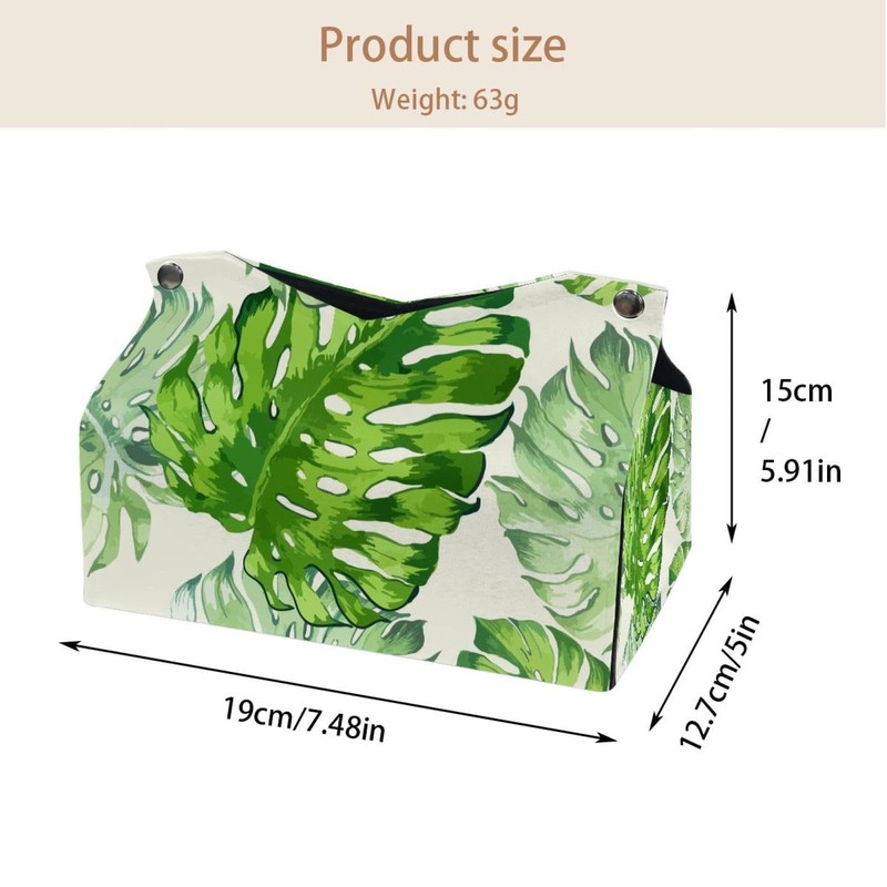 2 Pack Tissue Box Cover Holder, Greenish Lily Flower Rectangle