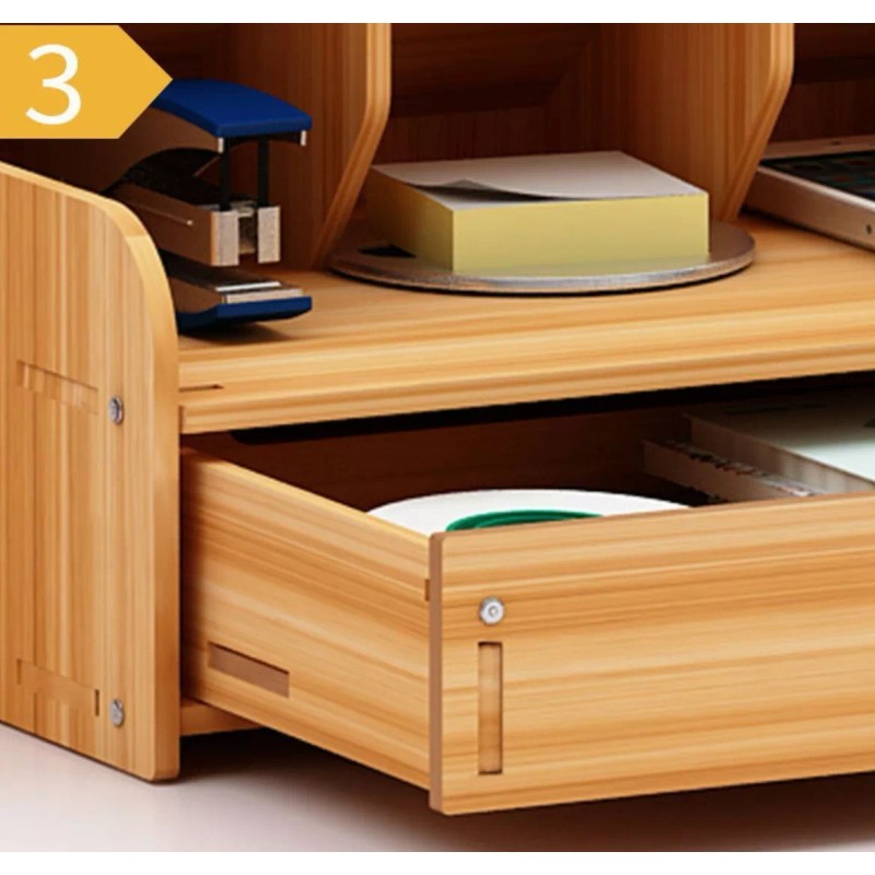 Homheal Organizador De Escritorio Madera Oficina Con Cajonera