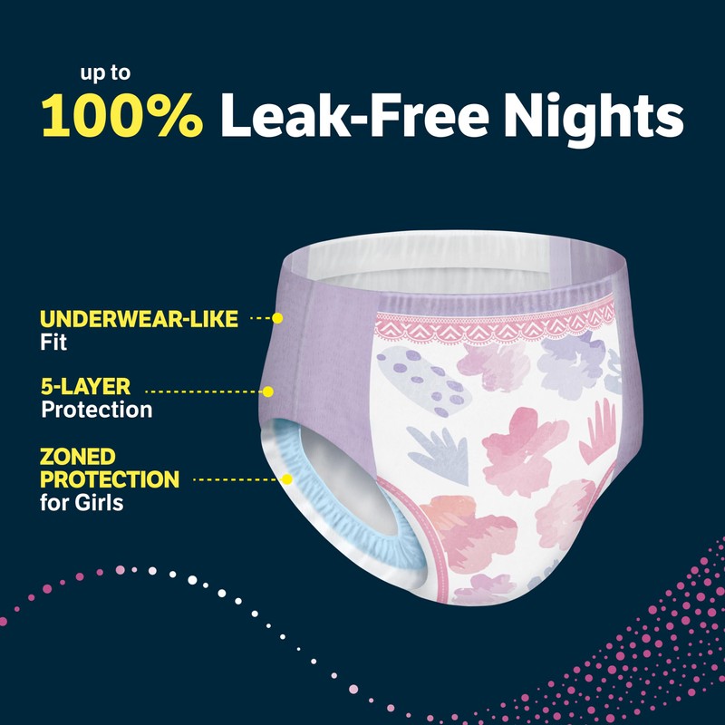 Goodnites Girls' Nighttime Bedwetting Underwear, Size Extra Large (95-120 lbs),