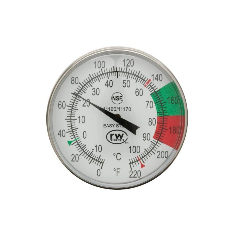 Rattleware 5-Inch Dial Thermometer Kit, Stainless Steel Easy Steam Probe