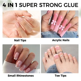 Luckyfairy Nail Glue Gel for Nail Tips, Super Strong Solid Gel Glue U V Cured Needed, 15ml Soak Off Soft Adhesive Bonding for Acrylic Nails, Nails Extension Fake Nails