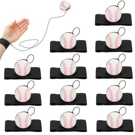 HEYTIMI 12 PCS Wrist Rebound Ball 1.85 Inches Return Ball Retractable Ball Rubber Sport Ball Return Balls with Strap and Elastic String Wrist Ball for Teens Adults Wrist Exercise Play