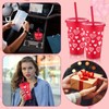 Jingmore 24 Pcs Valentine's Day Cups with Lids and Straws