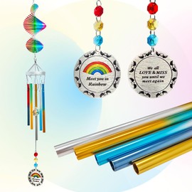 Aoedelyart - Campanas de viento de arco iris para exteriores con hilador de viento y atrapasoles de vidrio crean un efecto arcoíris, mini campanillas de viento para colgar al aire última intervensión,