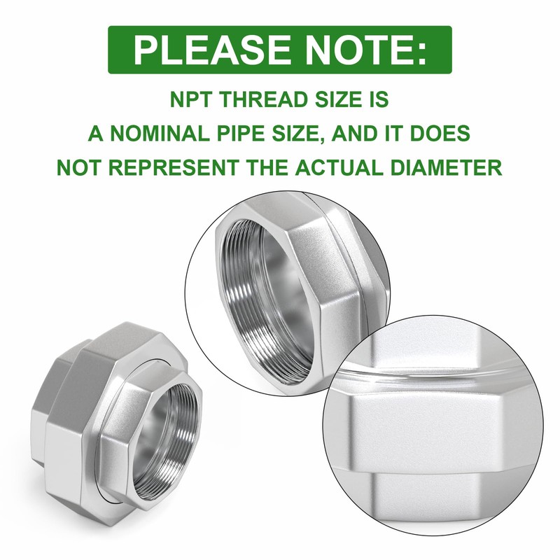 TAISHER 1PCS 304 Stainless Steel Union，1-1/2" NPT Female Cast Pipe