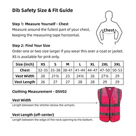 Dib Safety Reflective Vest High Visibility with Pockets and Zipper, Pink XS