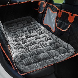 Soulbond Backseat Pet Bed Mat,Dog Bed for Car,Fuzzy Dog Seat Cover for Car Back Seat, Non-Slip Travel Pet Mat, Fit for Backseat Extenders and Seat Covers(Gray)