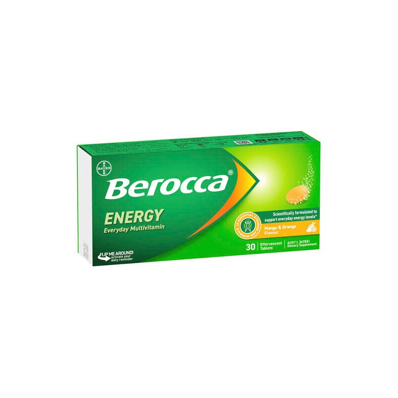 Berocca Energy Mango & Orange Effervescent Tablets 30 Pack