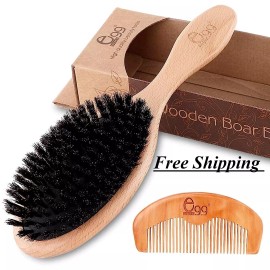 BLACK EGG Boar Bristle Hair Brush for Women Men Kid, Soft Natural