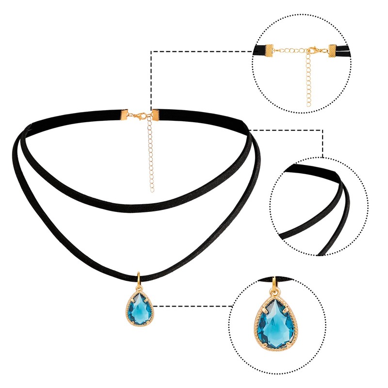 MILAKOO Boho Layered Velvet Choker Tiny Teardrop Pendant Ribbon Necklace