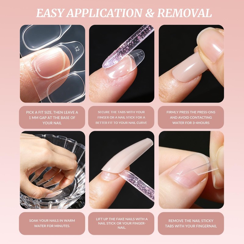 600pcs Nail Sticky Tabs with 3X10g Nail Glue for Press