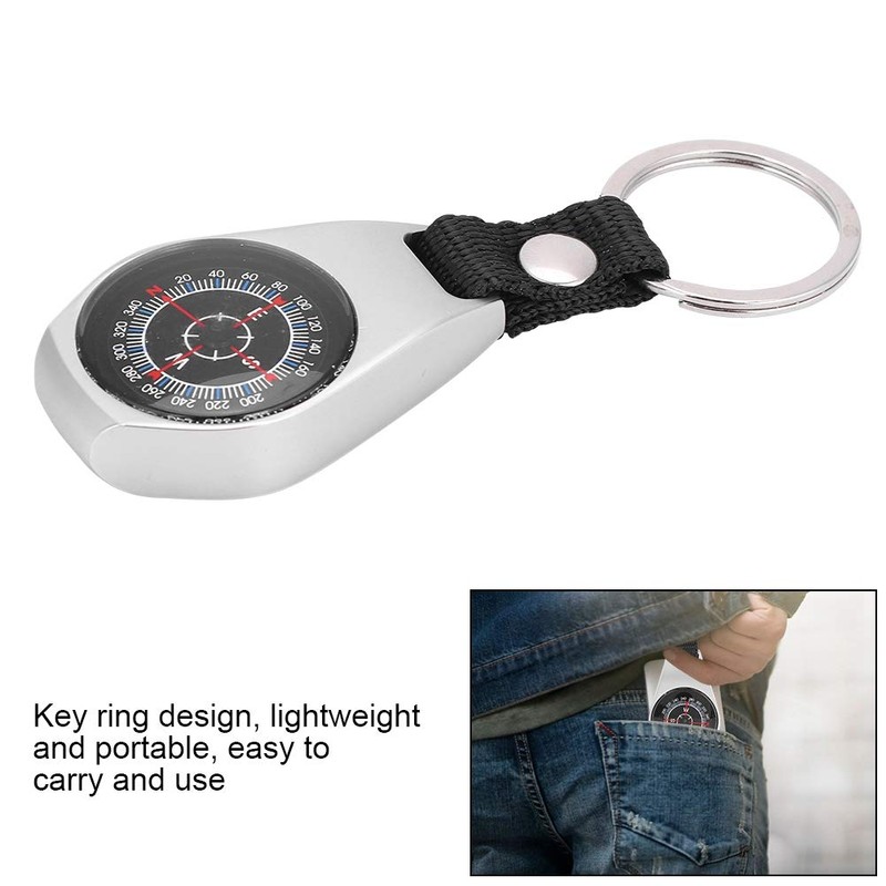 with Keychain Professional Handheld Compass Sturdy Portable Camping Compass for