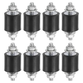 PATIKIL 15x15mm Rubber Studs Shock Absorber, 8 Pcs M6 Rubber Isolator Mounts Cylindrical Anti-Vibration Isolator Mounts with Nuts for Garage Motor Air Compressors Engines (VV Type)