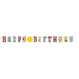 Serpentinas de papel crepé de Happy Birthday, cartel de 2 m, Multicolor, 7ft, 1