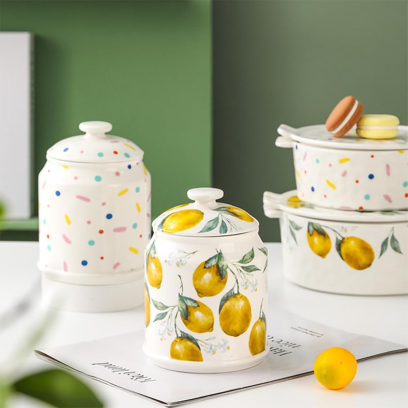 WAIT FLY Ceramic Tea Caddy Tea Canister Large Capacity Food