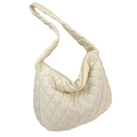 kanaelun Women's Lightweight, Large Capacity, Quilted Bag, Shoulder Bag, Simple, Gym Bag, Lesson Bag, Business Trip, Travel, Work, white