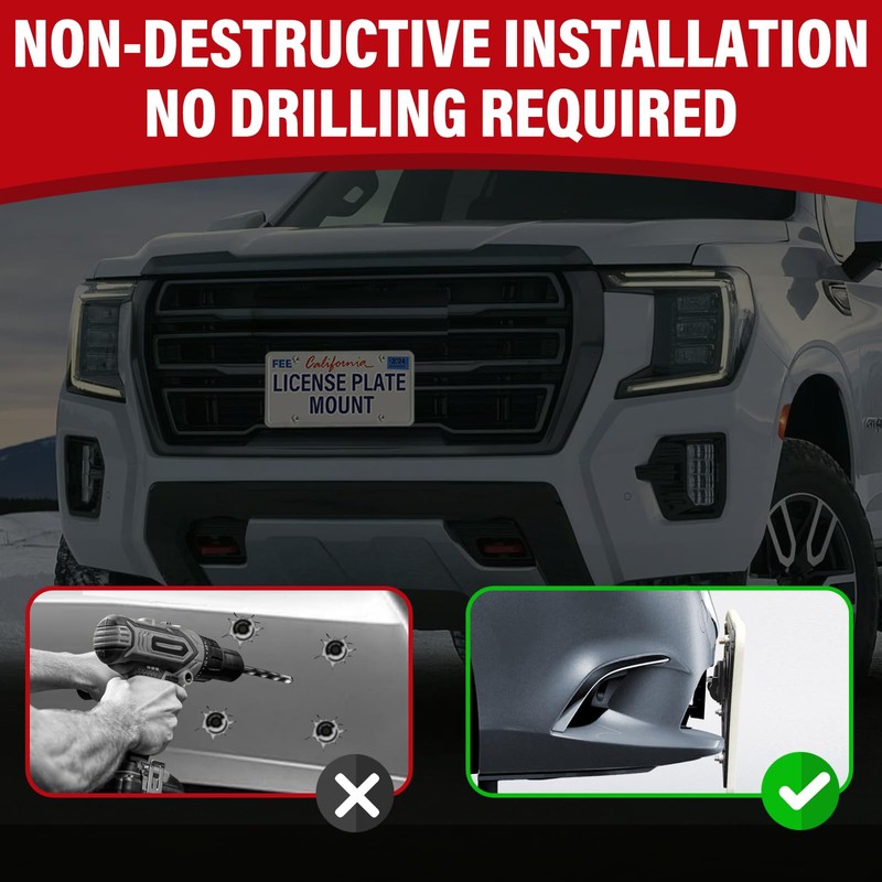 No Drill Front License Frame Compatible with GMC Acadia 2013-2023