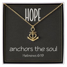 Hebrews 6 19 Necklace Hope Necklace Anchors the Soul Necklace Baptism Gifts for Her Anchor Pendant Inspirational Necklace Motivational Christian Gifts Standard Box 18k Yellow Gold Finish