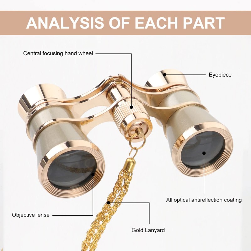Opera Glasses, 3X25 Theater Glasses with Necklace Retro Theater Binocular