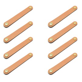 Leather Handle Addlike Door Pull Handle 6.7x1x0.3"(LxWxH) Cabinets Kitchen Closet Drawer Knobs Door Pull Handles 5.7" Mounting Hole Distance Leather Beige Set of 8