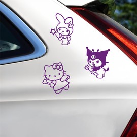 Vinyl Art Decal Decor ''Sanrio Friends Pack of 3-4'' X 16''-Used for Room Decor, Car, Laptop, Notebooks, and Water Bottle (Purple)
