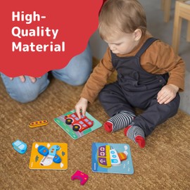 Prextex 12 Piece Puzzles for Kids – 6 Animals and 6 Transportation Puzzles for Toddlers - Helps Boost Fine Motor Skills Development, Hand-Eye Coordination - Montessori Toys - Animal Puzzles