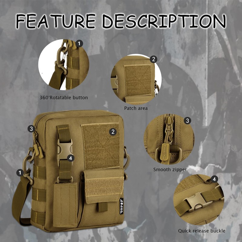Protector Plus Tactical Messenger Bag Men Military MOLLE Crossbody Pack