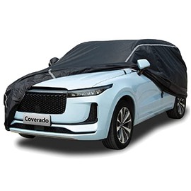 Car Cover Waterproof All Weather SUV - Coverado Black Car Cover Heat Protection with Zipper Door, Cotton Backing Snowproof UV Protection Windproof, Universal Fit for SUV (170"-190")
