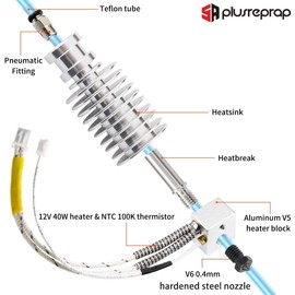 Assembled I3 Mega V5 Upgrade J-Head Hotend 12V40W and 3X Hardened Steel 0.4mm Nozzle, 2X Silicone Sock, 1x Heatblock Compatible with 3D Printer ANYCUBIC I3 MEGA, I3 MEGA X, Mega S, Mega Pro