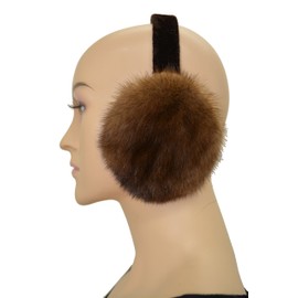 Hima Mink Fur Earmuffs (Light Brown Pastel) Made in USA