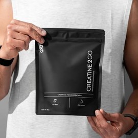 Creatine2Go Creatina Monohidratada en polvo / Alta Pureza / Bolsa con 300 gramos (60 servicios) / Sin Sabor / Aumenta rendimiento deportivo, fuerza, p