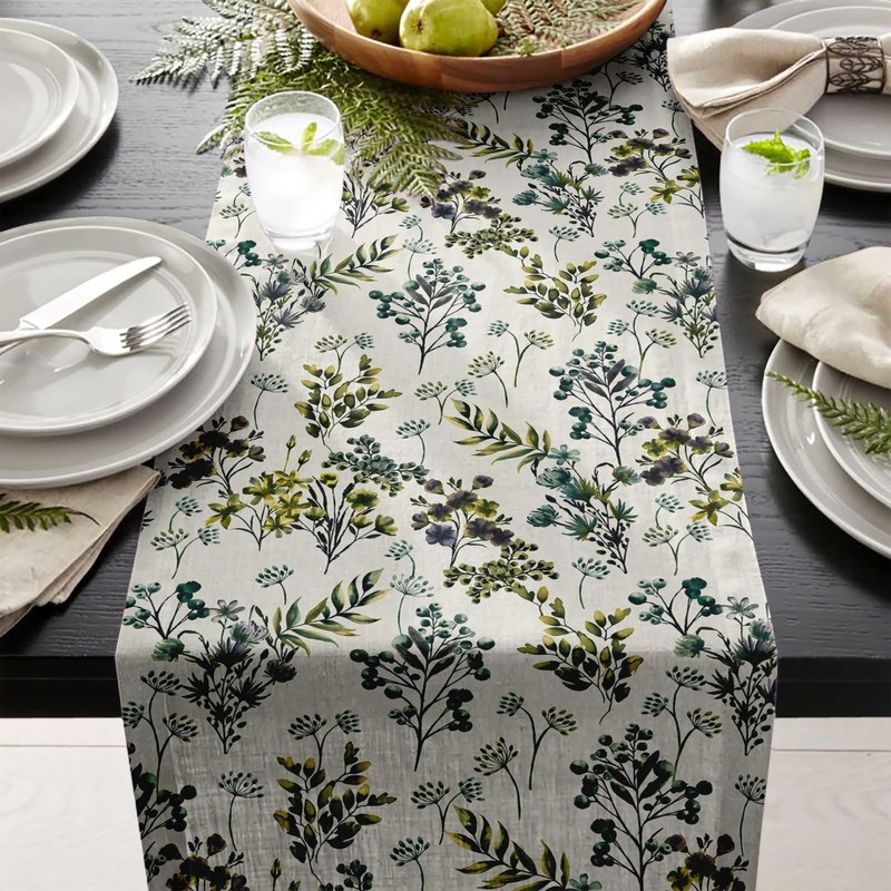 Soimoi Versatile 56-Inch Cotton Poplin Twill Fabric, Green- Floral Print