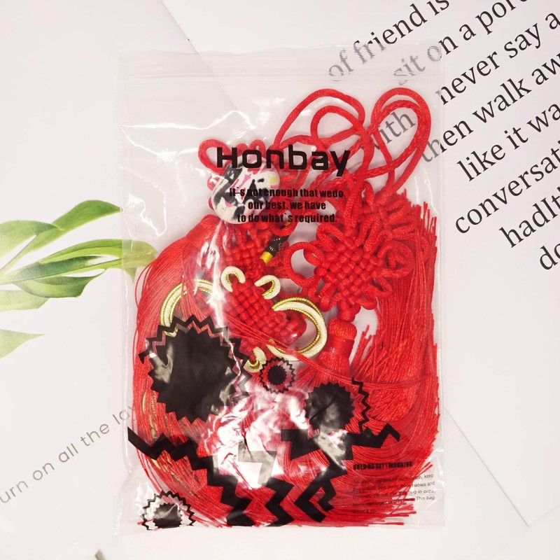 Honbay Handicrafts 5PCS Red Chinese Knot Tassels Hanging Decorations Chinese