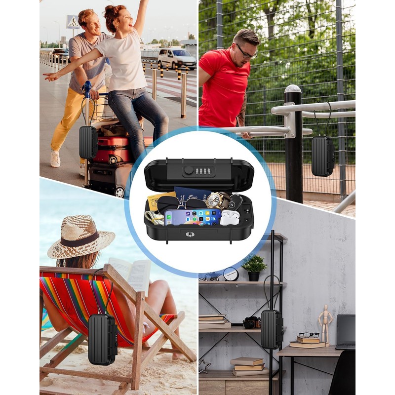 temracha Portable Lock Box, Combination Security Case LockBox with Code,