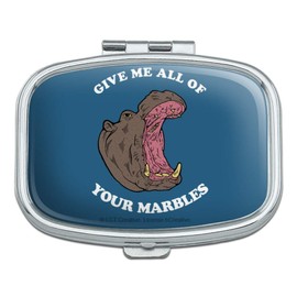 Give Me All of Your Marbles Hippo Funny Humor Rectangle Pill Case Trinket Gift Box