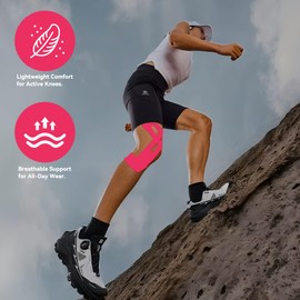 MIXNEED Precut Knee Kinesiology Tape - 12 Pcs Precut Kinesiology Tape for Knees Waterproof Strips Elastic | Breathable Joint Stability Hypoallergenic Latex-Free Tape, Rose Pink