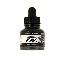Daler Rowney FW Artists Acrylic Ink 29.5 ml Pot - Black (India) by Daler Rowney