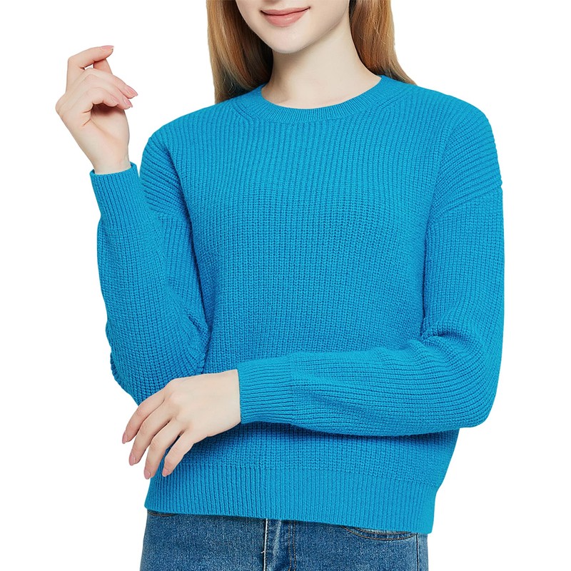 Urban CoCo Women's Solid Long Sleeve Crew Neck Knitted Pullover