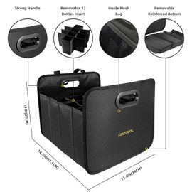 AMZCOOL Foldable 12 Bottle Wine Tote Bag Carrier for Liquor Drinks Grocery Shopping Heavy Duty Durable