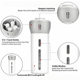 4 in 1 Travel Dispenser, Leakproof Lotion Shampoo Gel Liquid Travel Containers Shower Container Portable Refillable Travel Bottles with Sticker Muti Pump Bottle Toiletry Bottles for Makeup Supplies