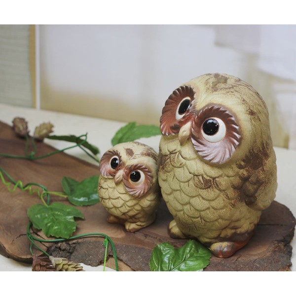 信楽焼 3 Color Choices Parent-child Owl Set [Owl Parent-child set (Fu – 0008 _ 0010 _ 0141 _ 0009 _ 0011 _ 0140] No Struggle Owl Figurine and See Burn Pottery Interior Cute Cute 縁起物 Gift Present