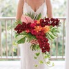Dark Red Flowers 5PCS Artificial Orchids 41" Long for Tall